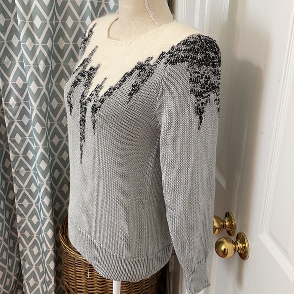 Vintage Gray, Black & Cream Sweater by Angenie / Size Small - Picture 3 of 10
